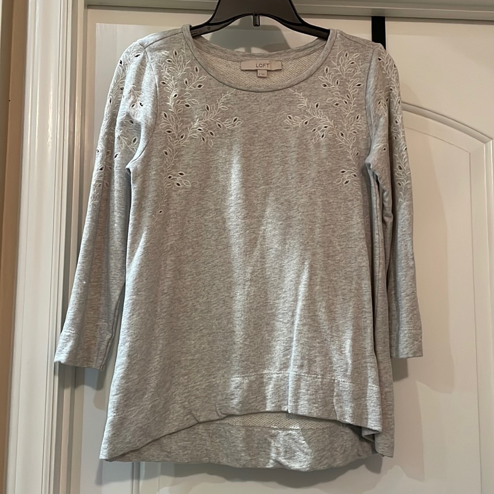 Gray Eyelet Top